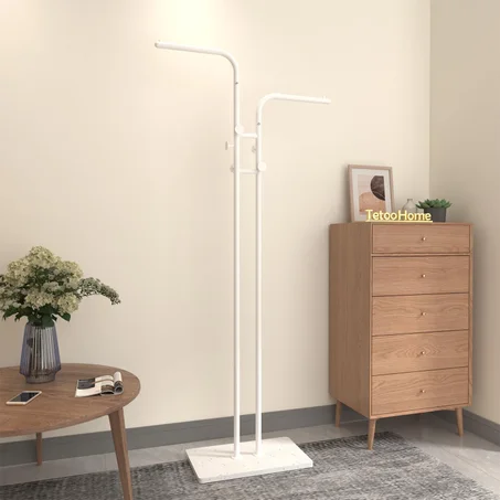 حامل معاطف معدني مزدوج وثابت - قاعدة متينة. أنيقة وعملية لغرفة النوم وغرفة المعيشة والمكتب وتناول الطعام. تصميم عصري سهل التنظيف