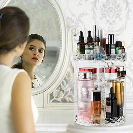 منظم المكياچ 3دور- شفاف الدوار  360