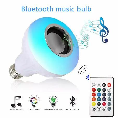 Smart E27 12W Ampoule LED Ampoule RGB lumière sans fil Bluetooth haut-parleur musique jouant lampe à intensité variable avec télécommande APP
