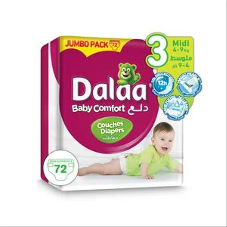 Dalaa Couches Bébés Taille 3 Midi (4 à 9kg) br Jumbo Pack 72 Couches
