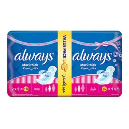 Always Serviettes Hygiéniques Maxi Long Normal Duopack 18 Unités