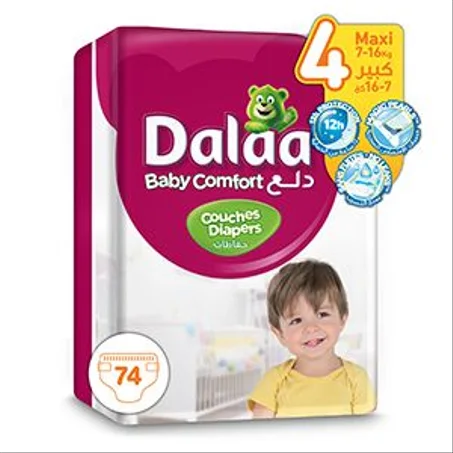 Dalaa Couche Bébés Taille 4 Maxi (7 à 16 kg) br Grand Pack 74 Couches
