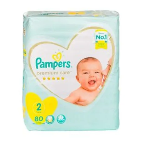 Pampers Couches Bébé (3 à 8kg) Taille 2 Premium Care 80 unités