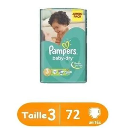 Pampers Couches Bébé Taille 3 Midi Jumbo Pack 72 Unites