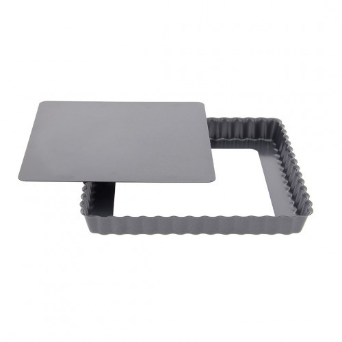 Moule à tarte carré à fond amovible - Revêtement PTFE garanti sans PFOA -  Dimension 18 cm x 18 cm x 2.7 cm - Pâtisserie - Parlapapa