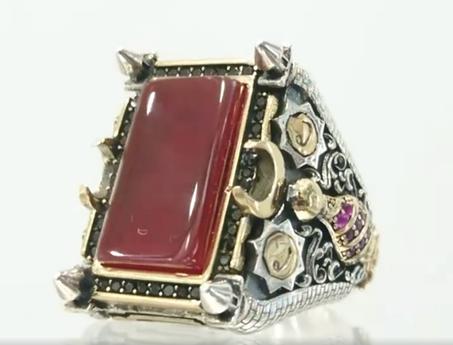 خاتم فضة تركي أصلي – حجر عقيق أحمر