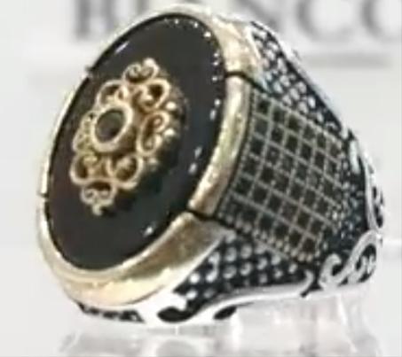خاتم فضة تركي أصلي – حجر أونكس أسود