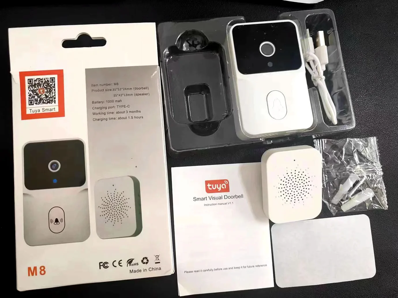 Sonnette vidéo sans fil Wi-fi Tuya M8