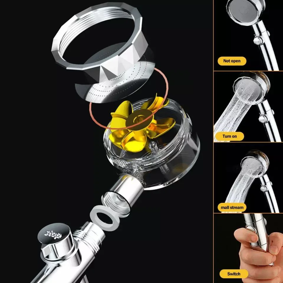 360 Degrees Rotating Turbocharged Shower Head With Switch On/off Button