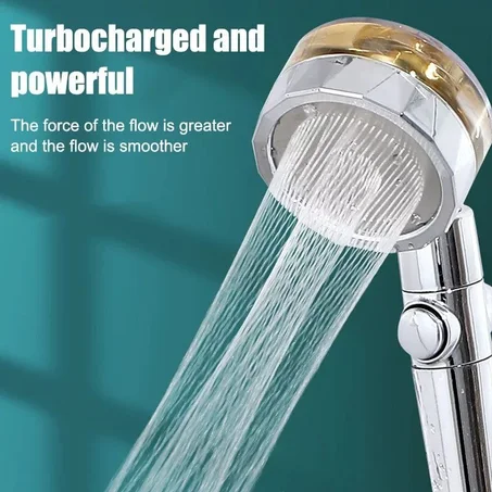 360 Degrees Rotating Turbocharged Shower Head With Switch On/off Button