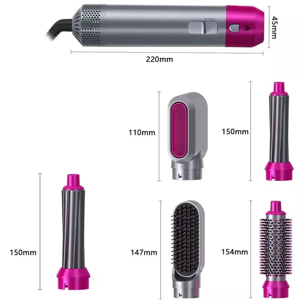 5 in 1 Hair Dryer Airwrap Heat Comb Automatic