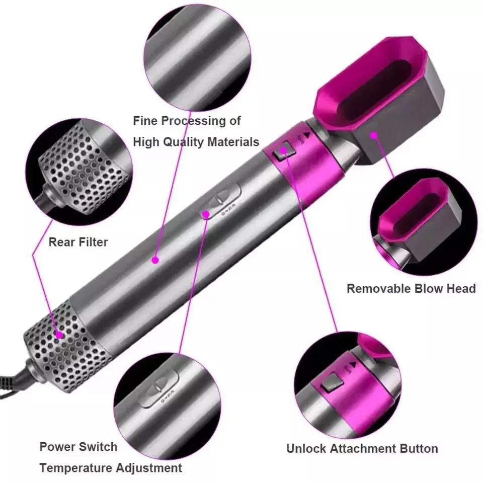 5 in 1 Hair Dryer Airwrap Heat Comb Automatic