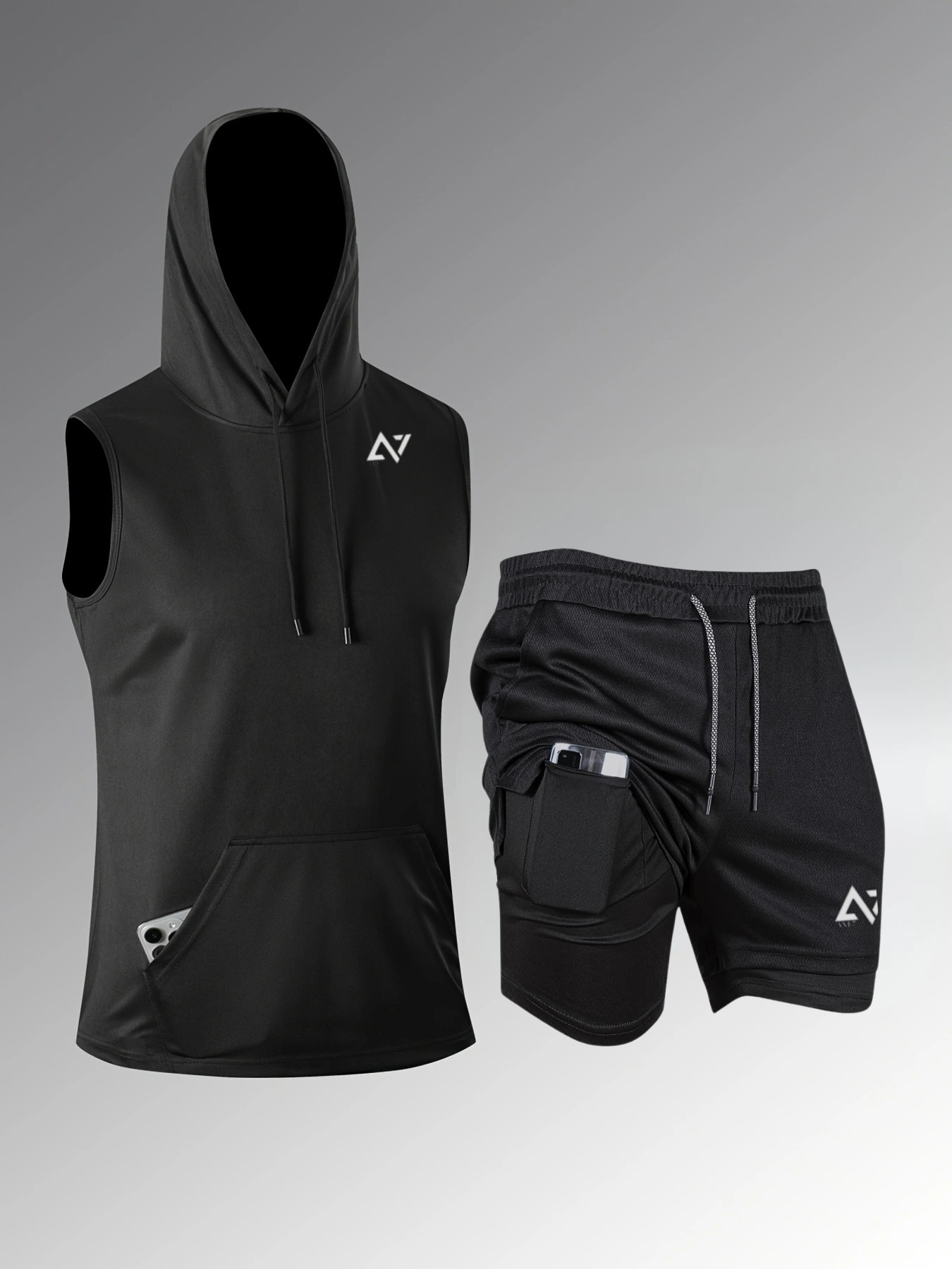 Ensemble de sport (Débardeur à Capuche et short 2 en 1)