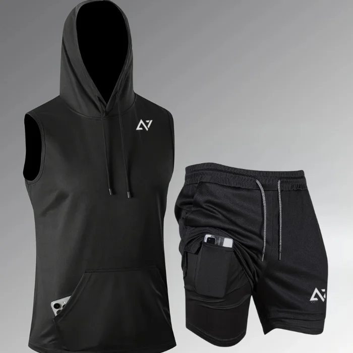 Ensemble de sport (Débardeur à Capuche et short 2 en 1)