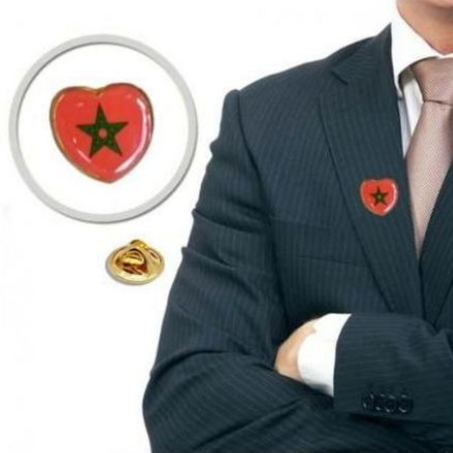 lot de 2  Badges pin's Broche - coeur Drapeau Maroc