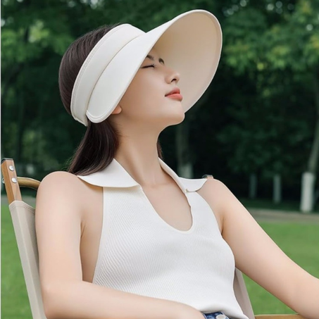 Chapeau en soie glacée pour femme, à large bord, protection UV