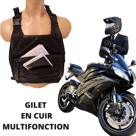 gilet multifonction en cuir pour motocycleسترة جلدية متعددة الوظائف للدراجات النارية