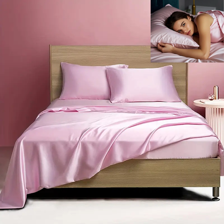 طقم ملاءة مسطحة مع غطائي وسادة  للعناية بالشعر والبشرة