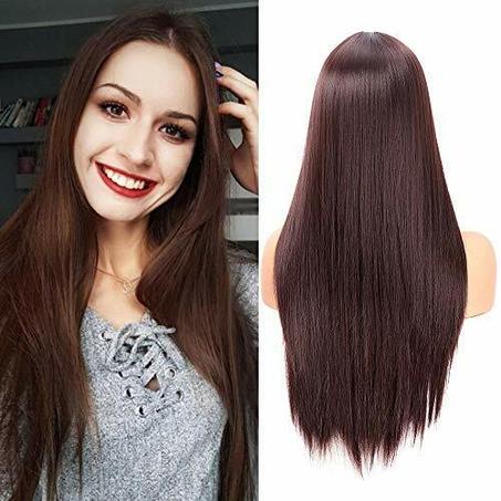 Perruque Synthétique Cheveux longue marron claire Lisse sans frange شعر مستعار اصطناعي طويل بني فاتح مستقيم دون الانفجارات