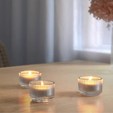 lot de 3 photophores , verre transparent