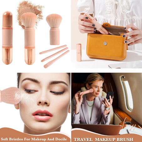 pinceaux de maquillage 4 en 1 pour le visage - Rétractables