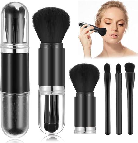 pinceaux de maquillage 4 en 1 pour le visage - Rétractables