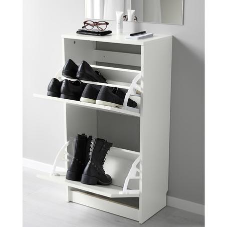 Armoire à chaussures 2 casiers, blanc 49x28x93 cm خزانة أحذية بحجيرتين، أبيض