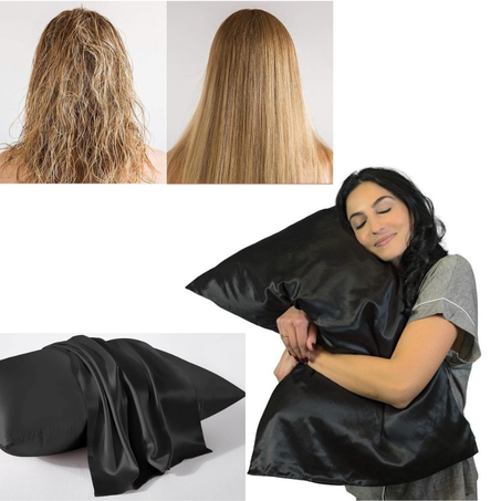 2 Taies d'oreiller en satin doux pour les cheveux et le visage