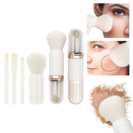 pinceaux de maquillage 4 en 1 pour le visage - Rétractables
