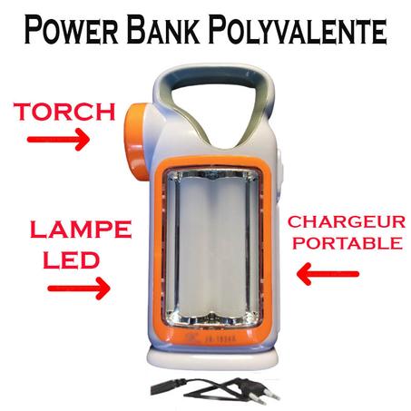 Power Bank et lampe à main polyvalente, avec trois modes de charge, énergie solaire, USB, piles  باور بانك ومصباح يدوي متعدد الاستخدامات ، بثلاثة أوضاع للشحن ، طاقة شمسية ،  بطاريات