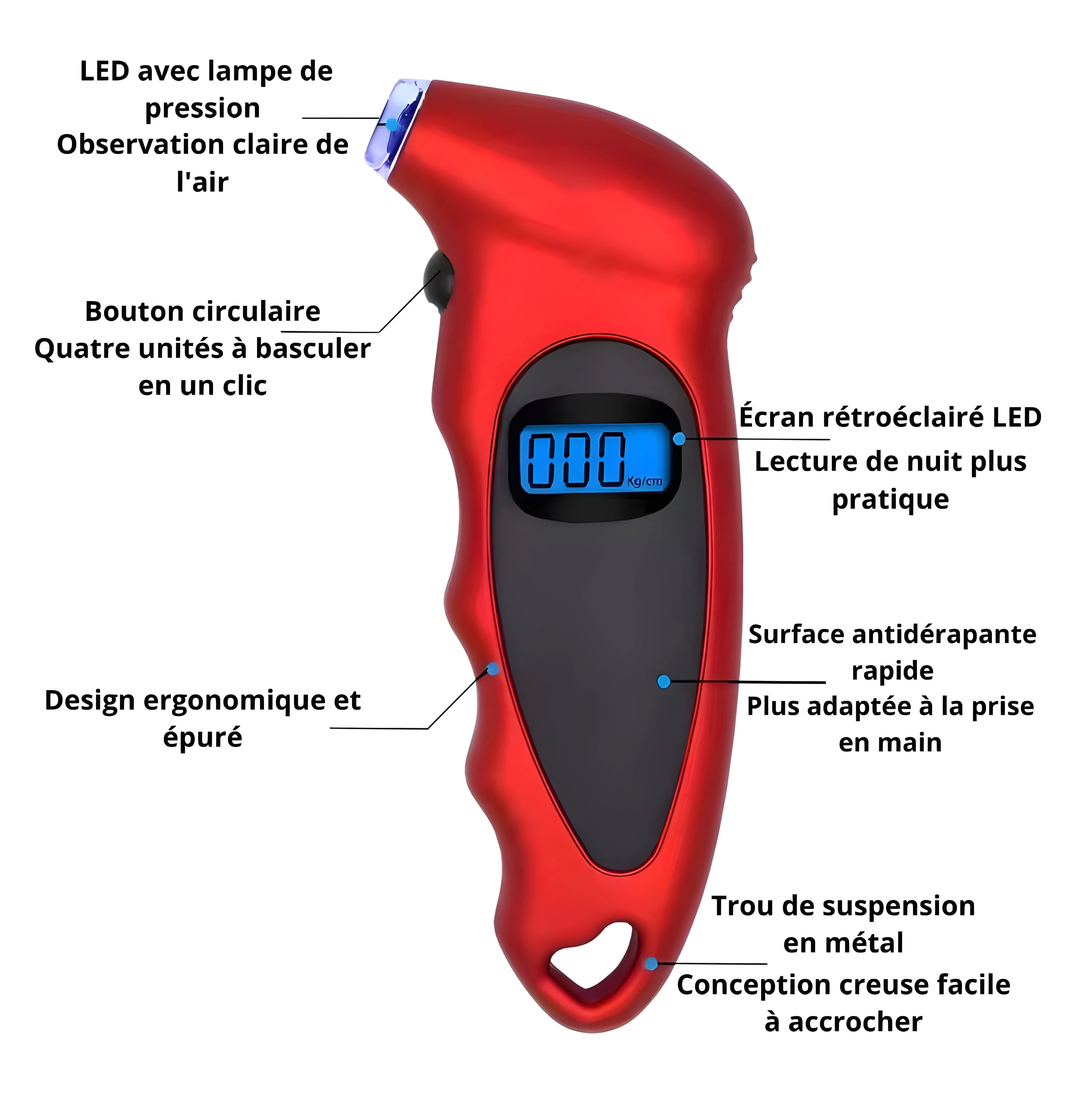 Manomètre digital de pression des pneus 150PSI