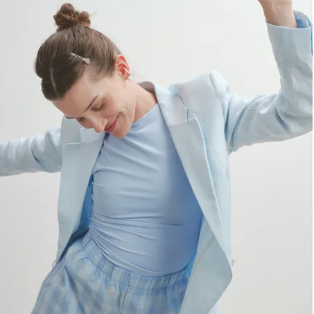 The Sky-Linen Oversized Blazer