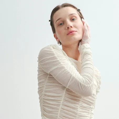 Ethereal Illusion Ruched Top