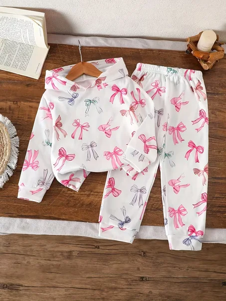 🎀 طقم شتوي للبنات بابيون أناقة ودفء فالبرد 🎀