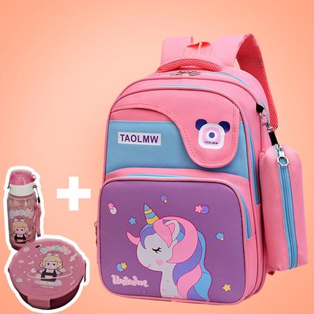 حقيبة ظهر مدرسية مع مقلمة خفيفة للأولاد والبنات_ علبة طعام و قنينة ماء