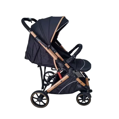 Poussette Bébé Belecoo B1 Original Gold Pro Noir – Réversible, Confortable et Élégante