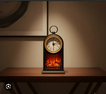 أضيفي  لمسة جمالية راقية إلى منزلك مع ساعة + ديكور  بإضاءة لهب واقعية