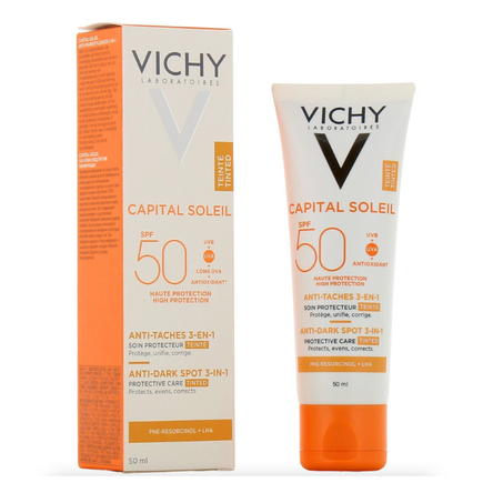 وداعا للبقع السوداء                                                    VICHY CAPITAL SOLEIL CREME ANTI-TACHES 3 EN 1 SPF50+ 50ML