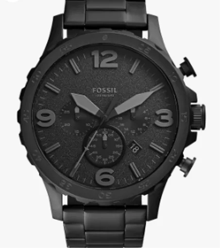 فوسيل ساعة يد للرجال من نيت بمينا كرونوغراف كبير الحجم وسوار من الستانلس ستيل او الجلد