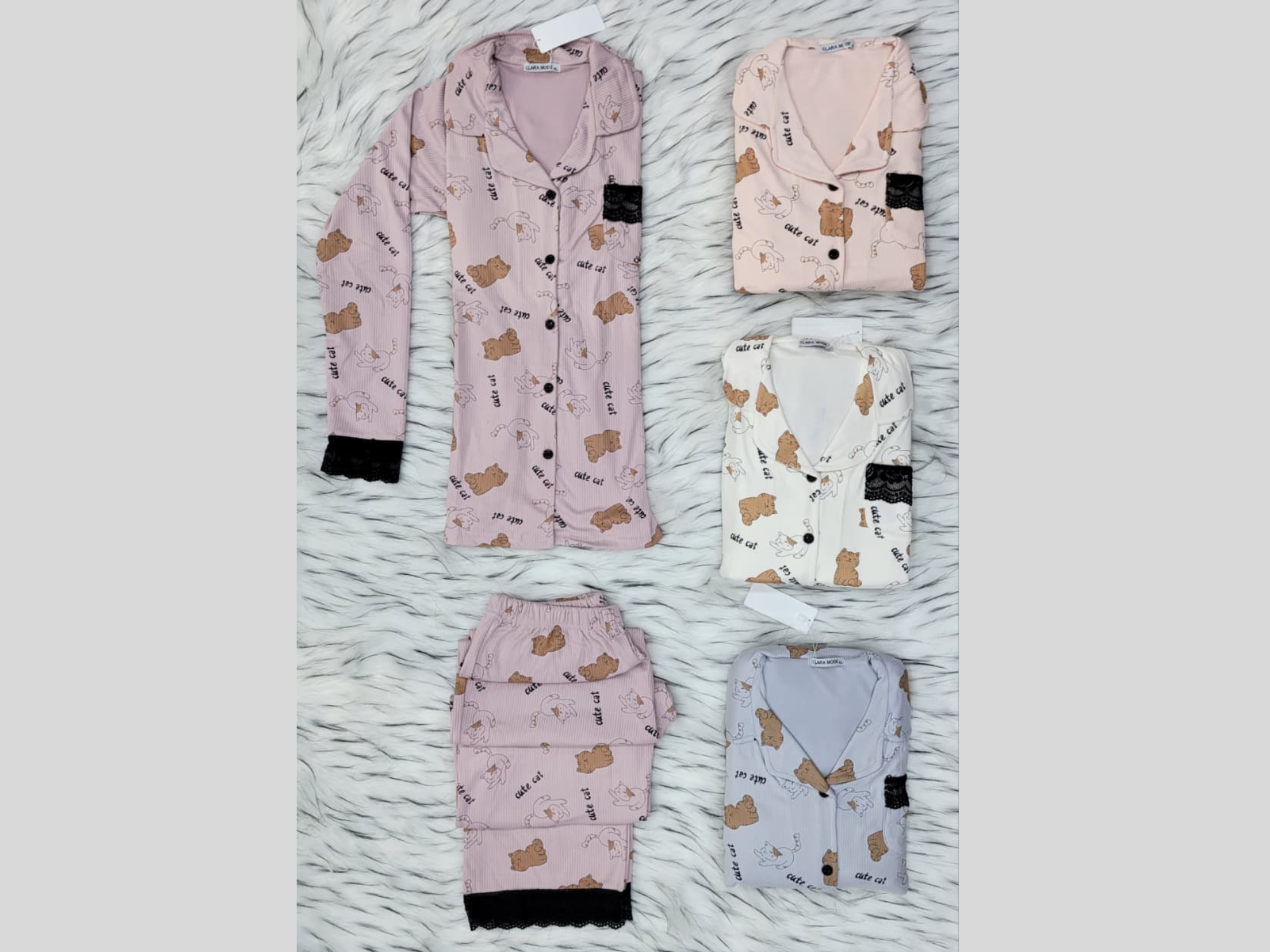 pyjama cute cat avec dentelle