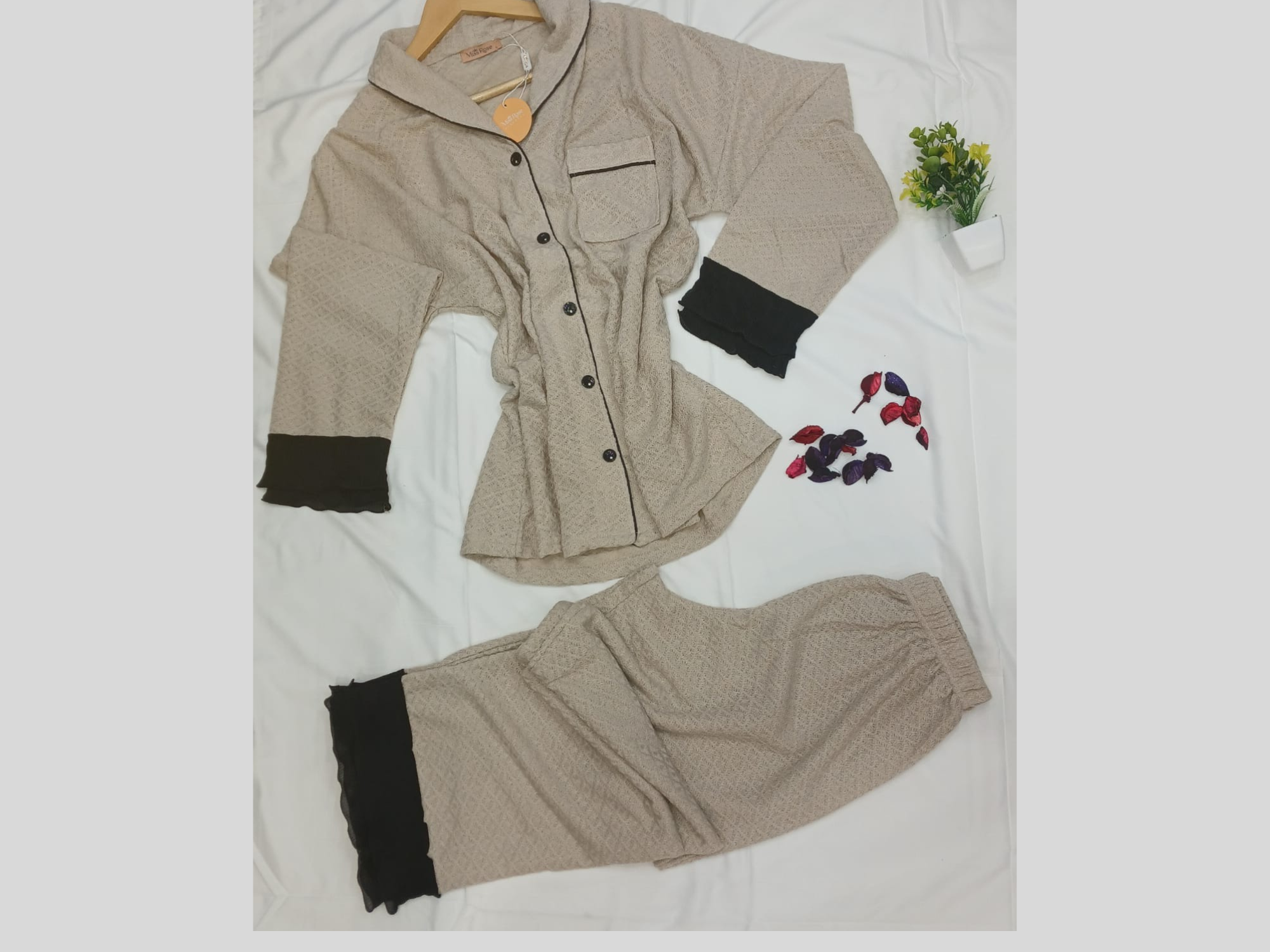 pyjama 2 pièces dentelle noire