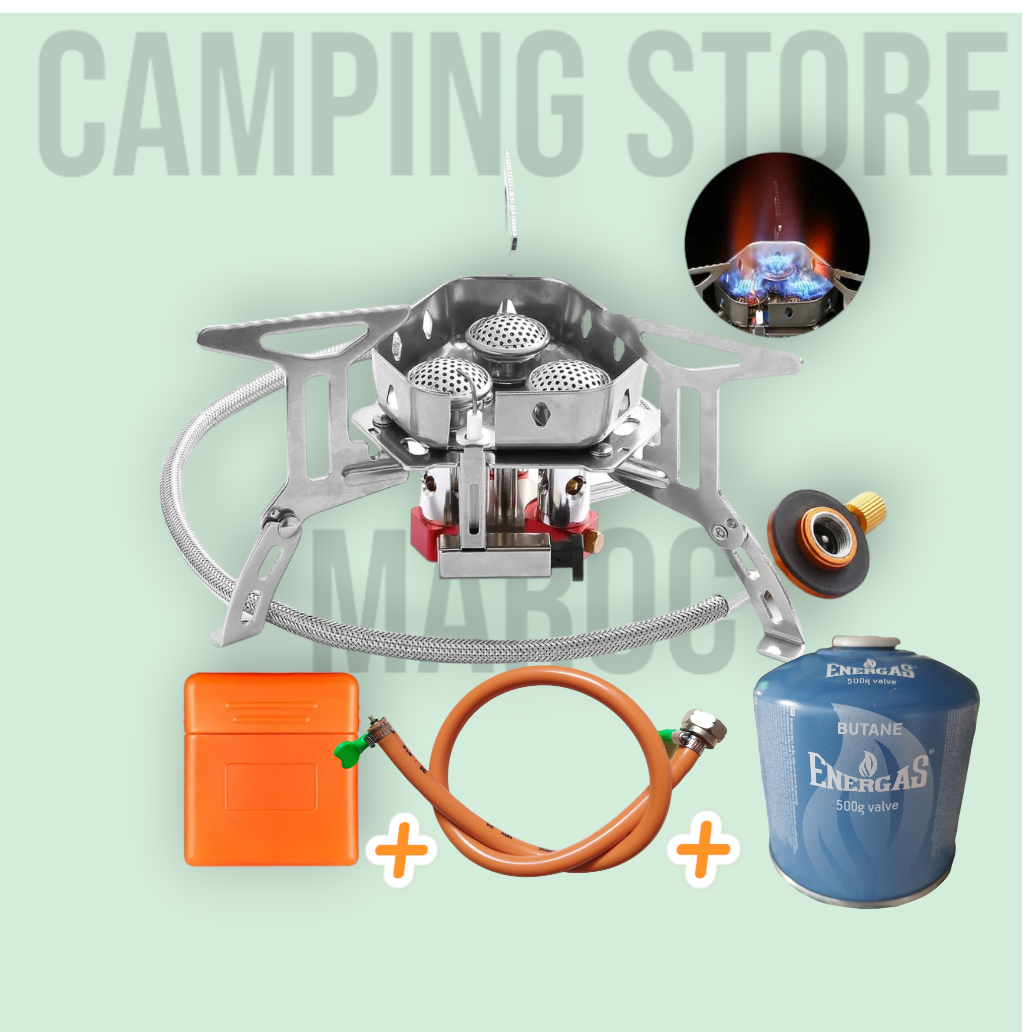 Camping Gaz trois Réchaud de bonne Qualité Complet (Rass+Cartouche filtage 500g rechargeable+Chargeur)