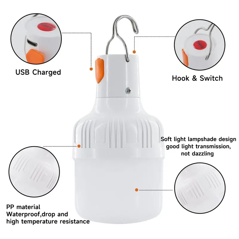 Ampoule LED rechargeable par USB pour pique-nique