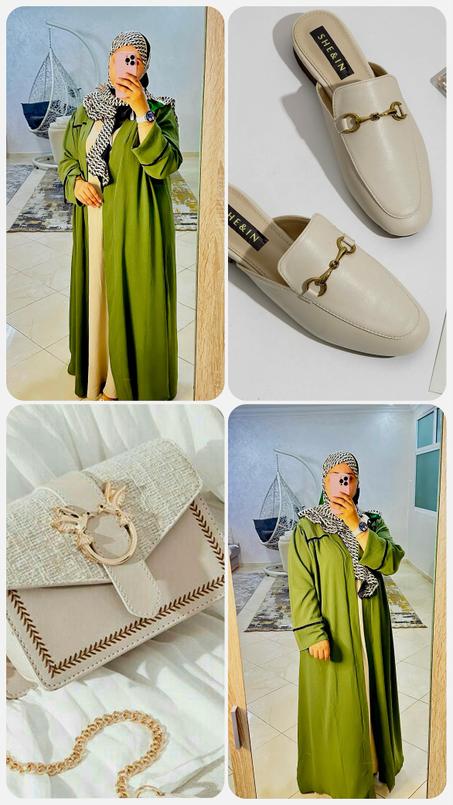 عبائة نور أخضر