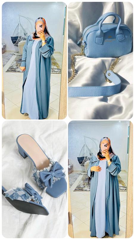 عبائة نور رمادي