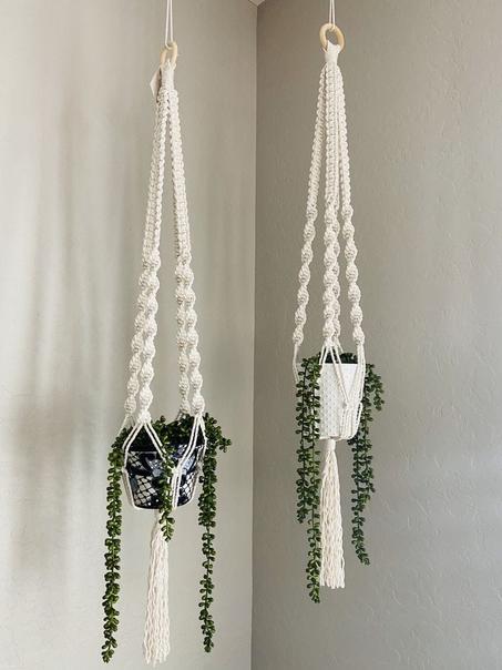 porte-plante en macramé