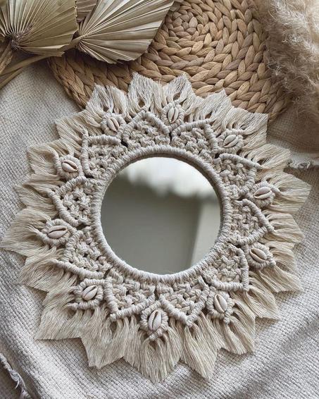 miroir en macramé