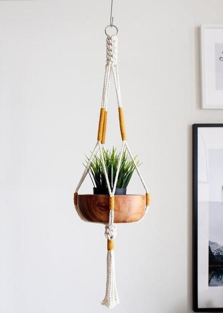 porte-plante en macramé