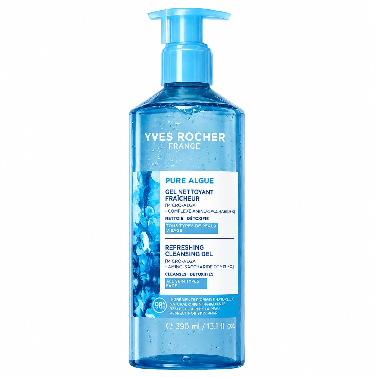 مجموعة Yves Rocher جل تنظيف الوجه Pure Algue & Pure Menthe – تنظيف عميق وانتعاش طبيعي لجميع أنواع البشرة والبشرة المختلطة إلى الدهنية