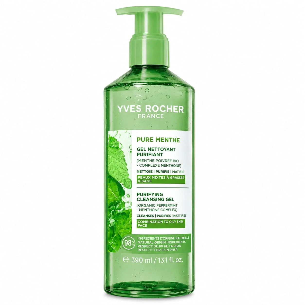مجموعة Yves Rocher جل تنظيف الوجه Pure Algue & Pure Menthe – تنظيف عميق وانتعاش طبيعي لجميع أنواع البشرة والبشرة المختلطة إلى الدهنية